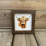 Highland Cow Wood Sign