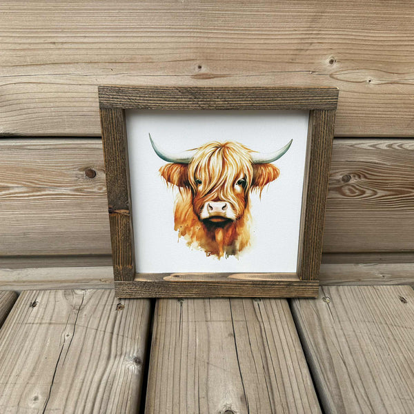 Highland Cow Wood Sign
