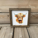 Highland Cow Wood Sign