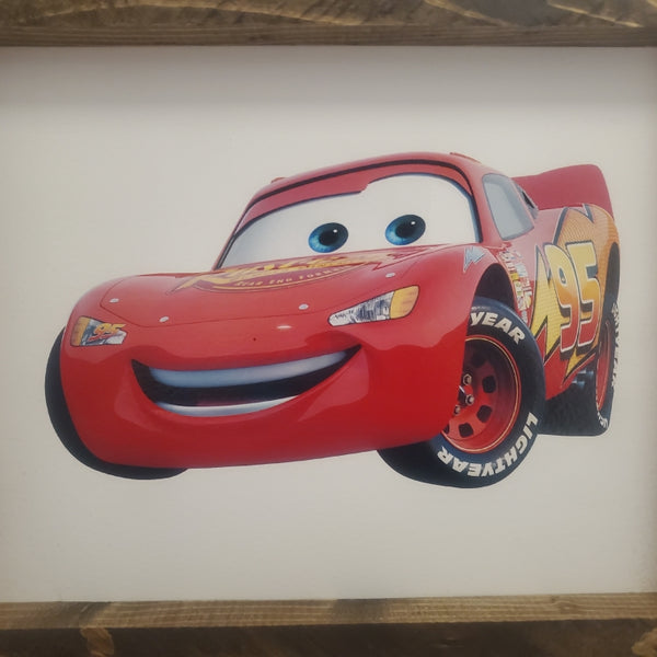 Cartoon Red Car Wood Sign