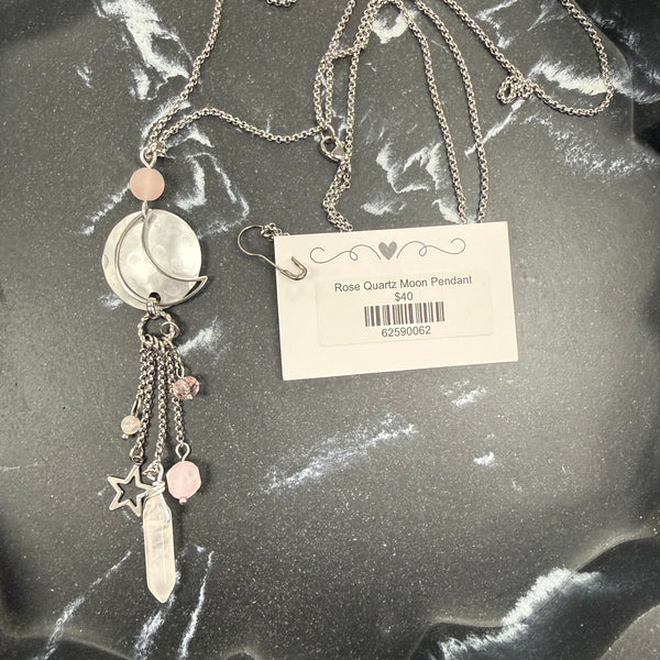 Rose Quartz Moon Pendant