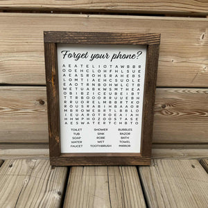 Mini Bathroom Word Search Sign