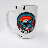 Butterfly Teacher Life Farmhouse Mug