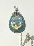 Blue Blossom Bee Sterling Silver Necklace