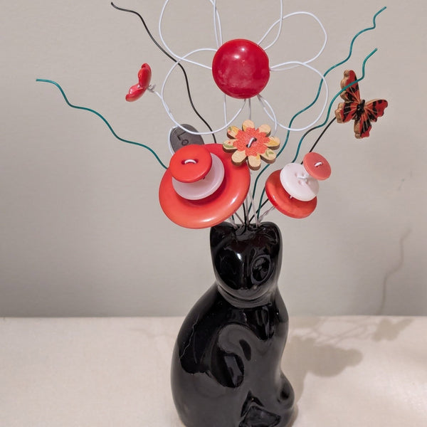 Button Bouquet - Black Cat