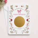 Custom Floral Birthday Scratch Card