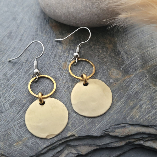 Disc Ring Earrings Golden Small