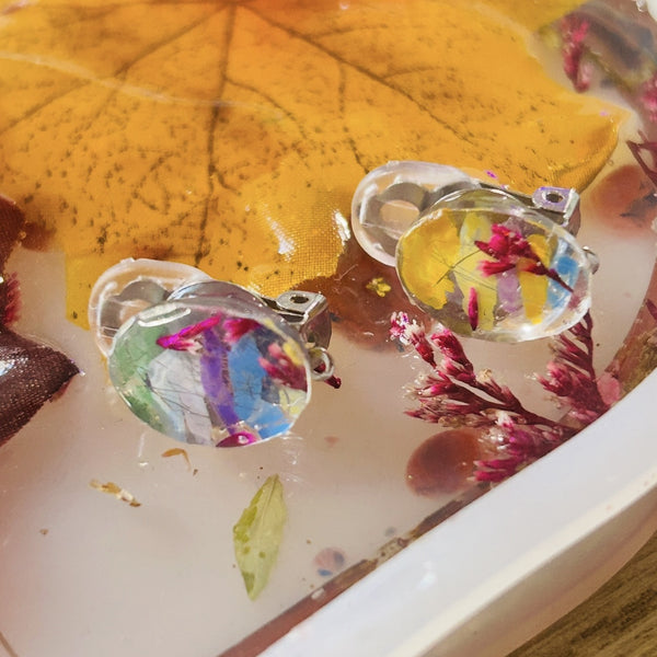 Enchanted Rainbow Meadow Clip On Earrings