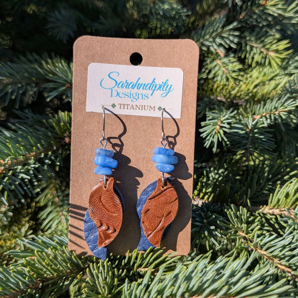 Handmade Leather Earrings - Titanium
