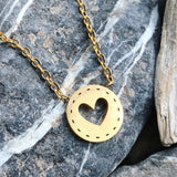 Stainless Steel Open Heart Round Necklace