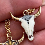 Enamel Stainless Steel Cow Skull Necklace
