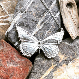 Detailed Butterfly Pendant Stainless Steel Necklace