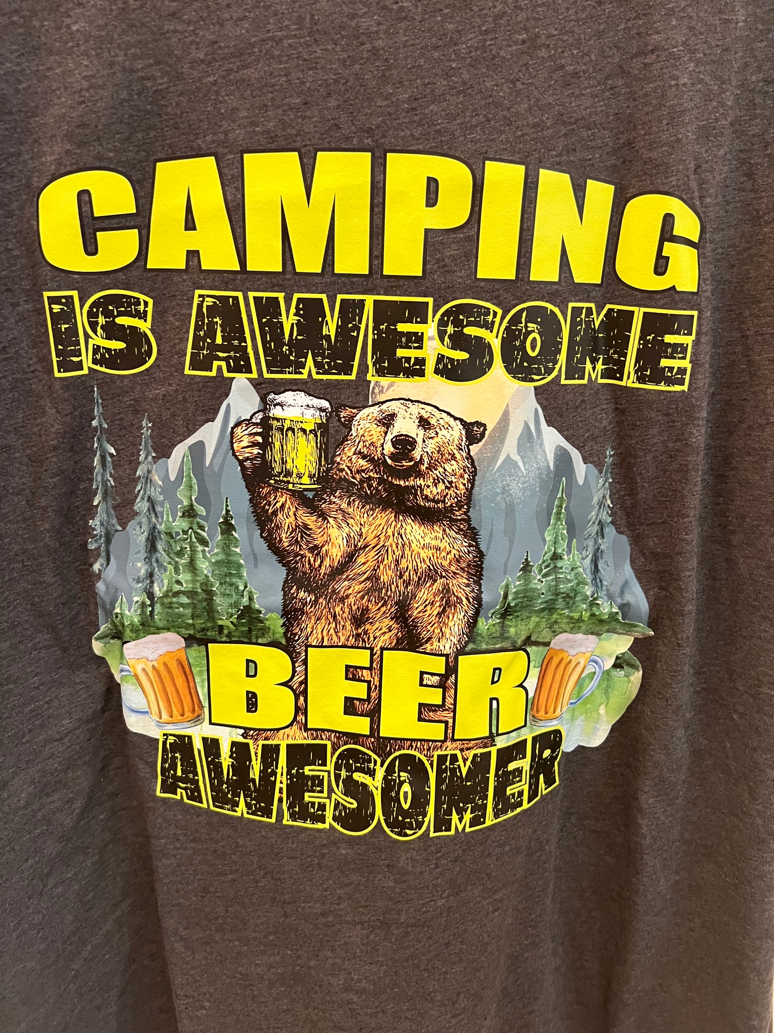 Camping is awesome, beer is awesomer shirt