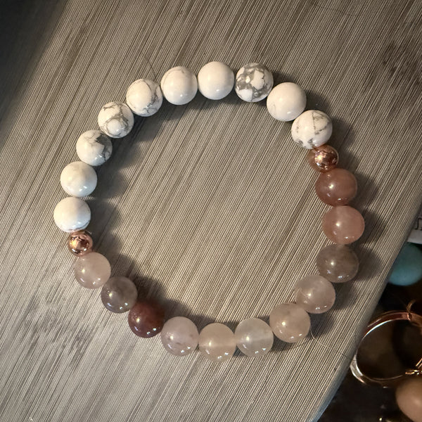 Jasper and multicolour ammonite 8mm bracelet