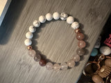 Jasper and multicolour ammonite 8mm bracelet