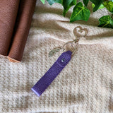 Leather Loop Keychain - Heart Clasp and Feather Charm