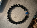 Pave dark blue and onyx 8mm bracelet