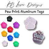 Personalized Paw Print Aluminum Pet Tag