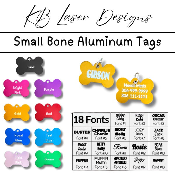 Personalized Small Bone Aluminum Pet Tag