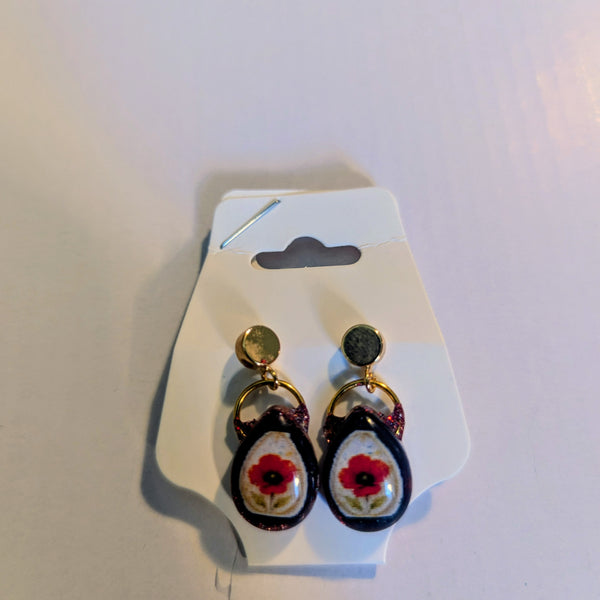 Poppy of Remembrance 18K Gold Plated Earrings