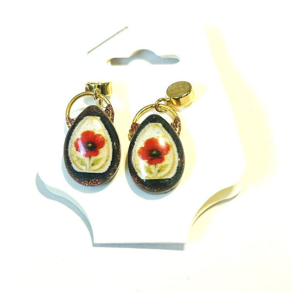 Poppy of Remembrance 18K Gold Plated Earrings