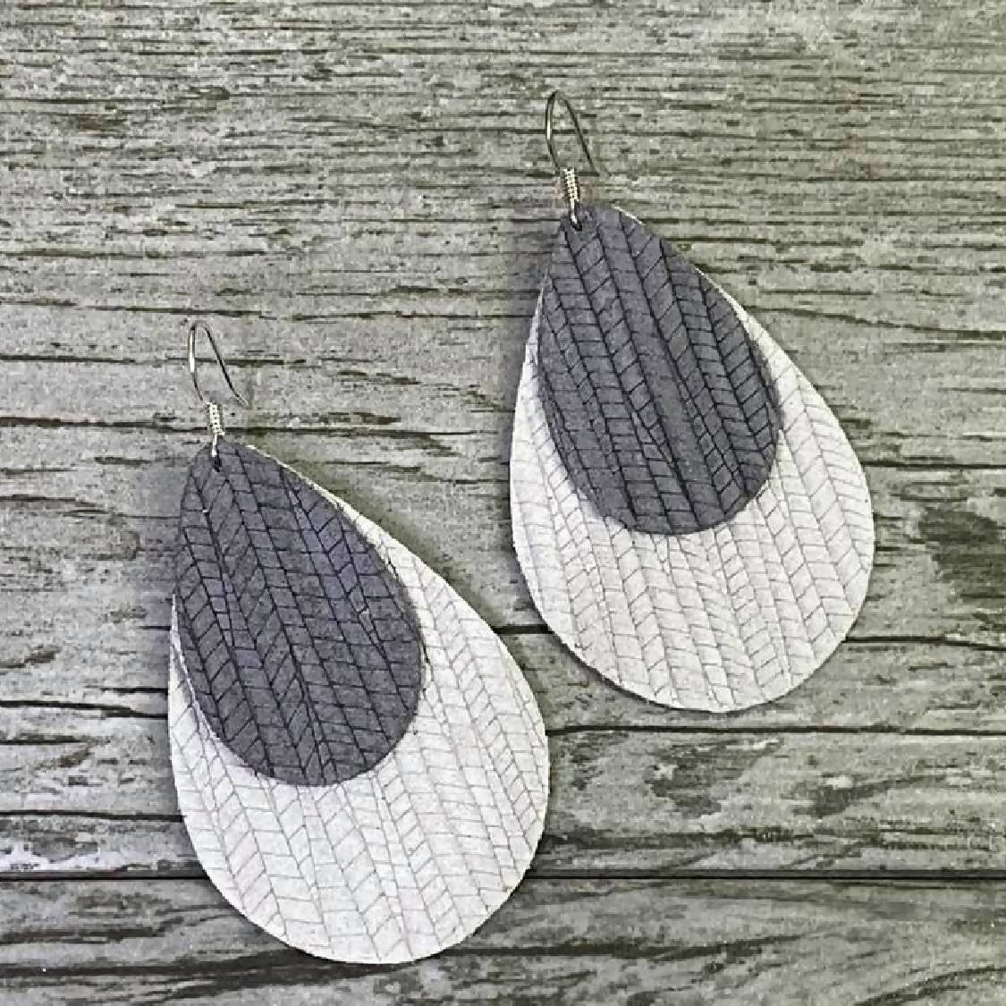 Amber Rayne Designs Mixed media Leather earrings - Double