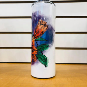 Water Color Prairie Lily Tumbler - HandmadeSask