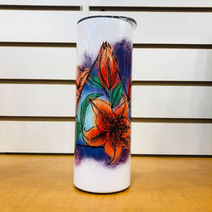 Water Color Prairie Lily Tumbler - HandmadeSask
