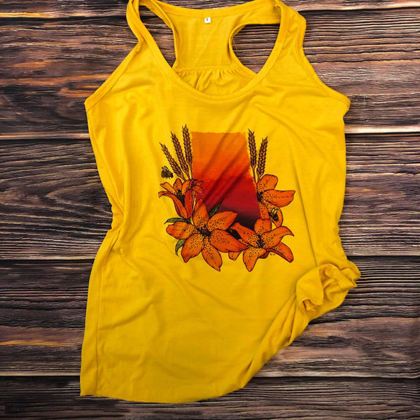Mustard Ladies Saskatchewan Sunset Tank - HandmadeSask