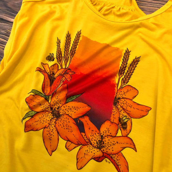 Mustard Ladies Saskatchewan Sunset Tank - HandmadeSask