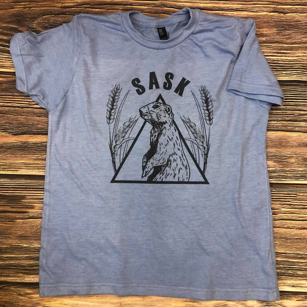 Kid's Blue Prairie Dog Tee - HandmadeSask