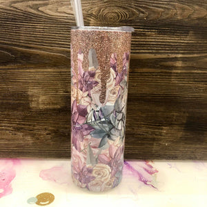 Shimmering Flower Tumbler - HandmadeSask