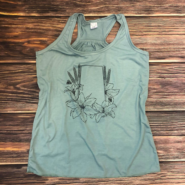 Dusty Blue Ladies Saskatchewan Tank - HandmadeSask