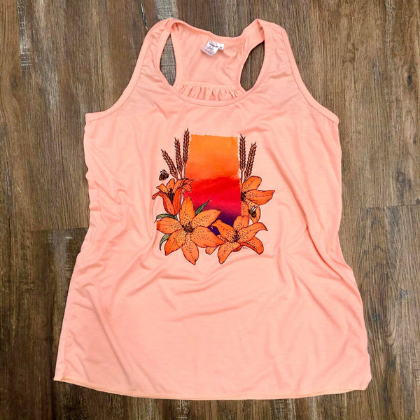 Peach Ladies Saskatchewan Sunset Tank - HandmadeSask