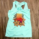 Mint Blue Ladies Saskatchewan Sunset Tank - HandmadeSask