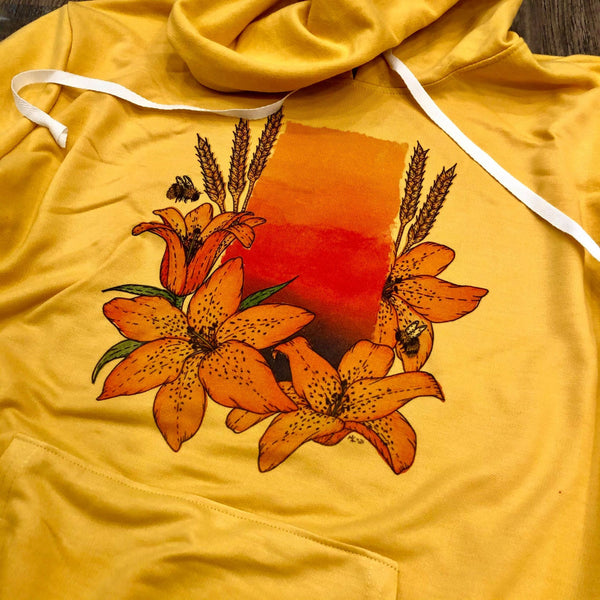 Mustard Saskatchewan Sunset Unisex Bunnyhug - HandmadeSask