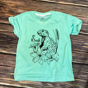 Mint Green Youth Gopher Tee - HandmadeSask