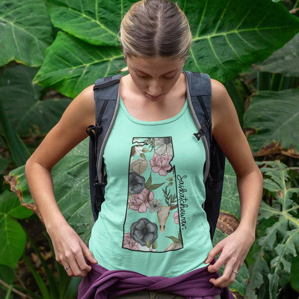 Mint Green Bones & Flowers Tank