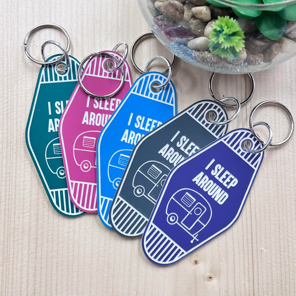 I Sleep Around Motel Keychain