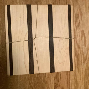 12”x12” maple cutting board with walnut stripes