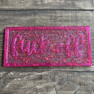 Fuck Off Decor or Trinket Tray with Clear stand, resin