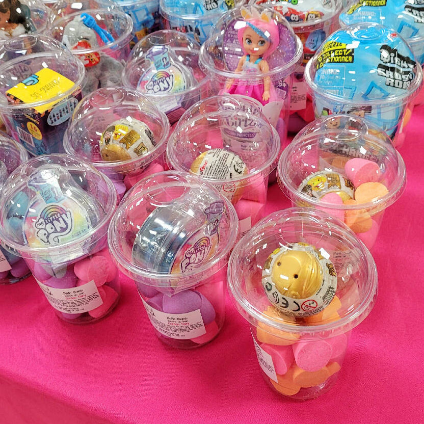 Bath Bombs in a Cup with Random Child Toy.