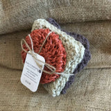 2 Cotton dish cloths with nylon scrubbie