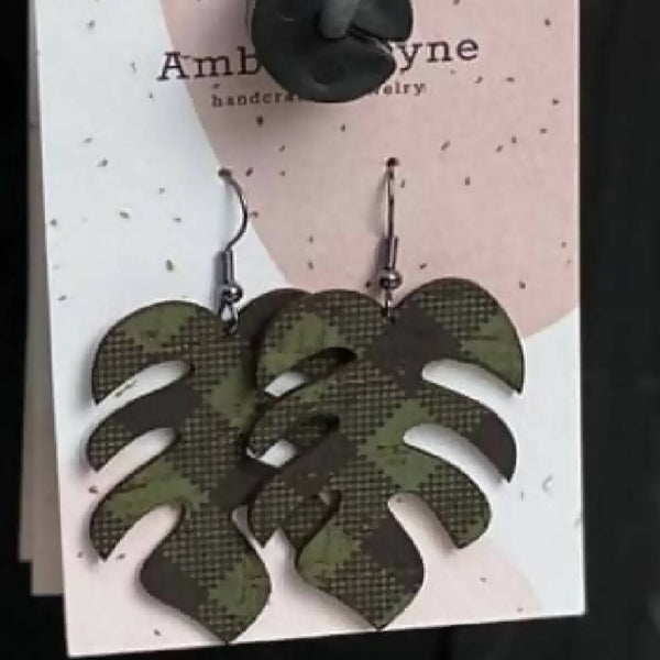 Amber Rayne Designs Leather earrings - leaf shapes