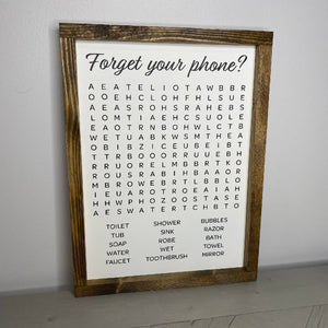 Bathroom Word Search Sign
