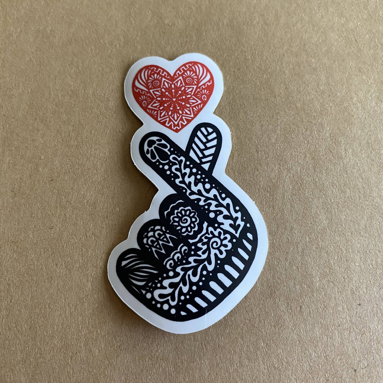 K Finger Heart Waterproof Sticker