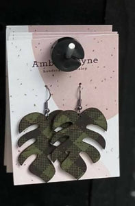 Amber Rayne Designs Leather earrings - leaf shapes