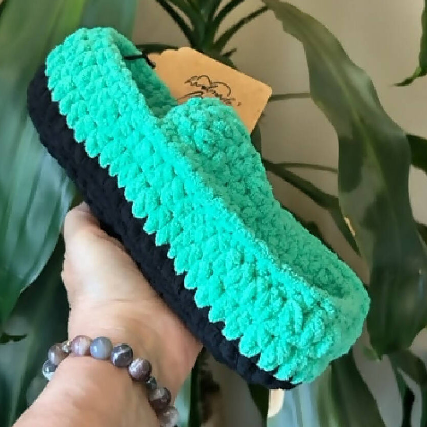 Go go green with black women's slippers