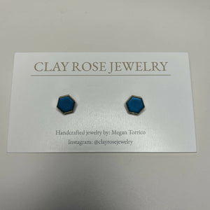 small hexagon stud earrings