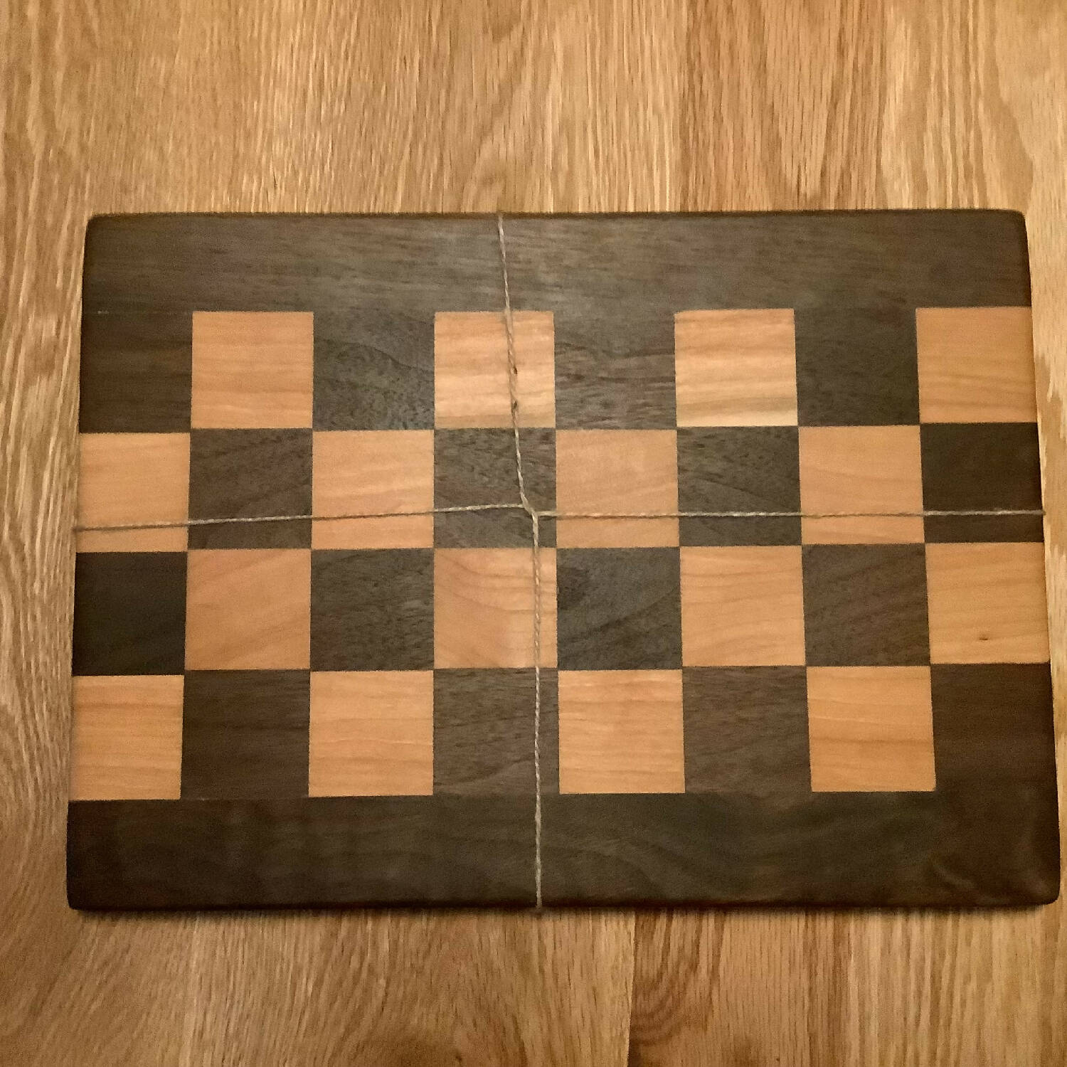 12” x 14” cutting board, walnut and maple checkerboard pattern